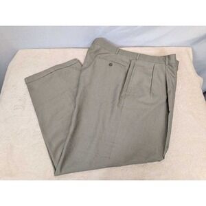 Perry Ellis Men's Pleated Dress Pants 40x32 Gray Polyester Blend Casual